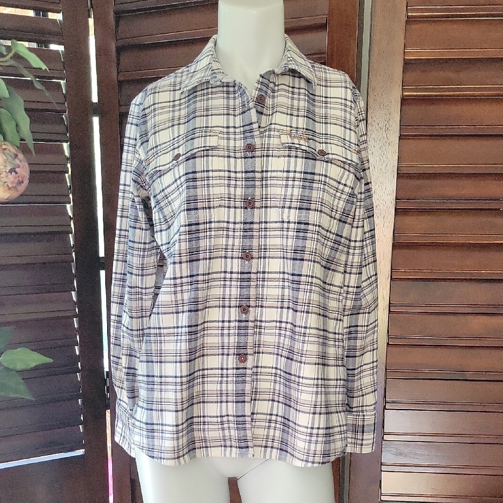 Ariat Western Cowgirl Plaid Button Shirt Thick Soft Flannel Work Top Casual S